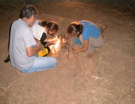 (aspecto do decalque da rocha do sector "B" "in situ" efectuado à noite)